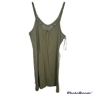 NWT Gap Plus Olive V Lace inset Neck Cotton Cotton Tie Waist Tank Dress